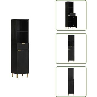 vidaXL The Living Store Mobile da Bagno Nero 38x33x160 cm in Legno Massello di Mango - Armadio da bagno