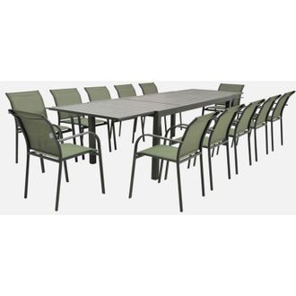 Sweeek Set tavolo da giardino estensibile in alluminio con 10 sedie