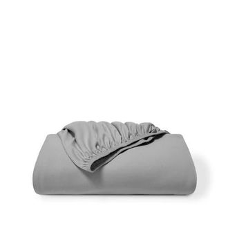 Bare Home Organic Cotton Jersey Fitted Sheet in Light Grey at Nordstrom, Size Twin X-Long