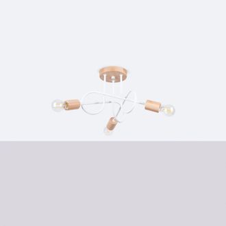 Wonderlamp L&aacute;mpara de techo blanco y madera 3 luces de estilo n&oacute;rdico