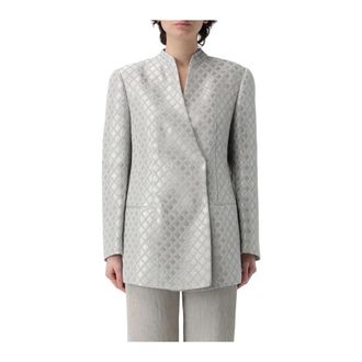 Giorgio Armani Blazers, female, Gray, S, Metallic Diamond Pattern Blazer