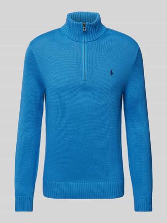 Polo Ralph Lauren Strickpullover mit Troyer-Kragen in Jeansblau, Gr&ouml;&szlig;e S