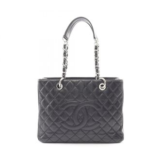 Chanel Black Leather Handbag Tote Bag (Pre-Owned)