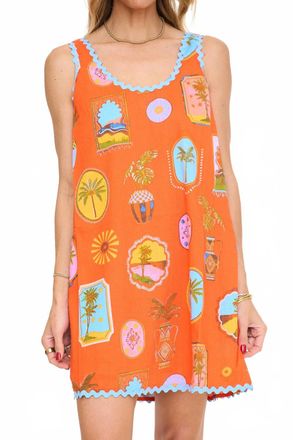Sugarlips Maury Postcard Auriel Shift Mini Dress In Red / Pink Multi