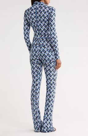 Diane Von F&uuml;rstenberg Jordana Long Sleeve Jumpsuit in Cane Link Blue at Nordstrom Rack, Size Medium
