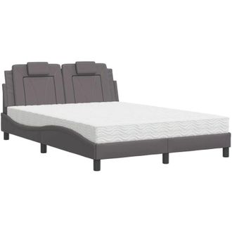 vidaXL Vidaxl - Cama Con Colch&oacute;n Cuero Sint&eacute;tico Gris 140x200 Cm