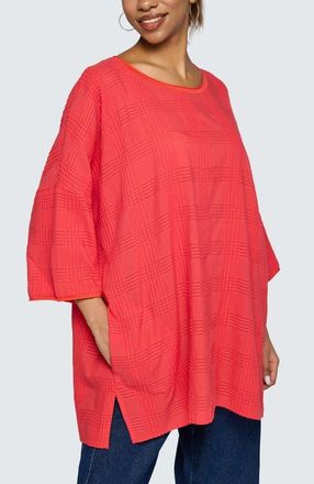 Luukaa D'Celli Aurea Mixed-texture Tunic in Vermillion at Nordstrom, Size X-Large/xx-Large