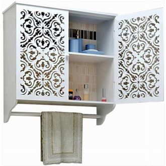 Trade Shop Trade Shop - Armario De Ba&ntilde;o De Pared Con Toallero Armario De Mdf De 2 Niveles