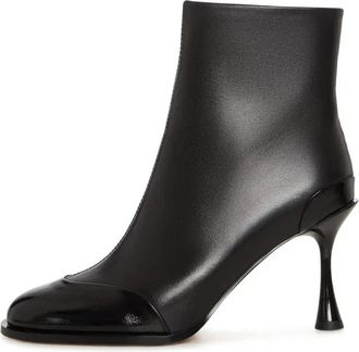 Cesare Gaspari Gloss Cap Toe Stiletto Enkellaars - Dames - Laarzen met Hak - Zwart - 40 EU - Leer - Schoenen