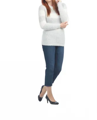 Papillon Striped Fuzzy Sweater In Grey