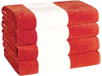 Superior Set Of 4 Cabana Stripe Oversized Cotton Beach Towels