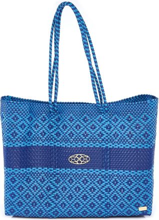 Lola's Bag Womens Travel Handmade Aztec Stripe Tote Bag With Clutch In Blue/light Blue