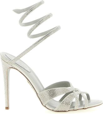 Rene Caovilla Schoenen, Dames, Grijs, 37 EU, Satijn, Dania Sandaal