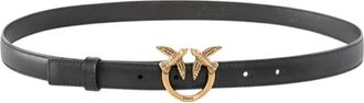 Pinko Dames Riem Love Birds Leer 2cm - Dames - Riemen - Zwart - L - Leer - Accessoires