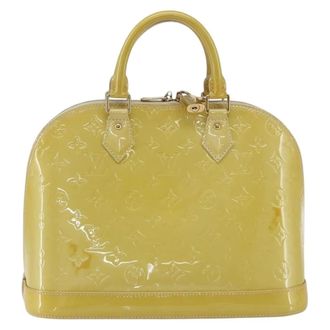 Louis Vuitton Alma Monogram Vernis Beige Patent_Leather Handbag (Pre-Owned)