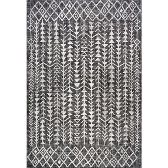Jonathan Y Designs Tokay Bohemian Geometric Indoor/Outdoor Area Rug in Black/ivory at Nordstrom, Size 2Ft 0In X 8Ft 0In