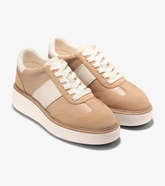 Cole Haan OriginalGrand Max Sneakers Womens Beige Platform Shoes ZOGG3631