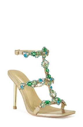 Azalea Wang Khai Ankle Strap Sandal in Gold at Nordstrom, Size 7.5