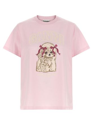 Ganni Pink Printed T-Shirt
