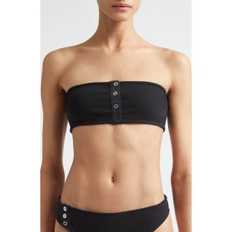 Toteme Strapless Rib Bikini Top in Black at Nordstrom, Size X-Small
