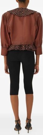 Chlo&eacute; Cropped Leather Round Neck Jacket