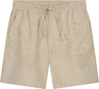 Olaf Hussein Embroidered Flower Shorts - Heren - Korte Broeken - Beige - L - Katoen - Korte Broeken