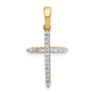 Diamond2Deal 10k Yellow Gold 1/6ct. Diamond Cross Pendant