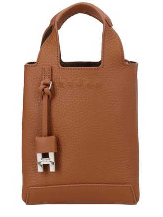 Hogan Mini Shopping Textured Calfskin Tote Bag