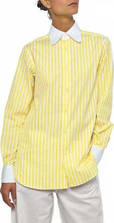 S&eacute;bline Dandy Long Sleeve Shirt In Pale Yellow/white