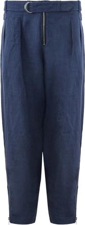 Emporio Armani Linnen Denim Effect Broek - Heren - Chinos - Blauw - 3XS - Denim - Broeken