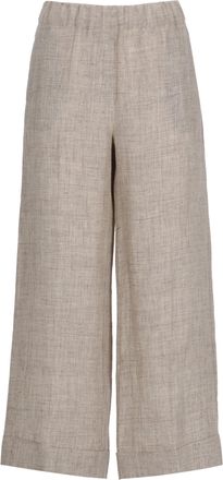 D.exterior Brown Elastic Waist Linen Shorts