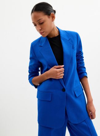 Contemporaine Womens Long loose linen-cotton Blazer JacketFit: Wide leg, high rise