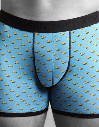 Swole Panda Mens Ducks Bamboo Boxer Brief in Blue/black - Size: S 28-31 / 71-79cm