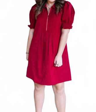 Jade Yoga Front Zip Darts Dress In Red