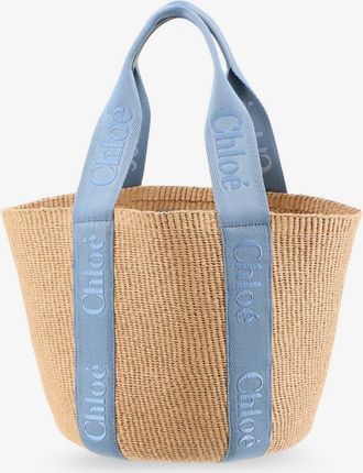 Chlo&eacute; Womens Shoulder Bag Woody Raffia Beige