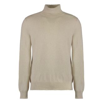Moorer Cashmere Knitwear, male, Beige, Size: 2XL Cashmere Turtleneck Pullover, Ribbed Knit Edges