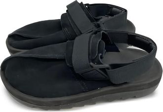 Reebok Sandali in pelle con suola piatta - Nero
