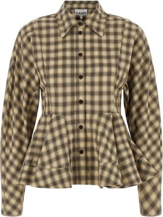 Ganni Camisa de franela a cuadros con p&eacute;plum - Blouses & Shirts - Mujer - Multicolor - XL