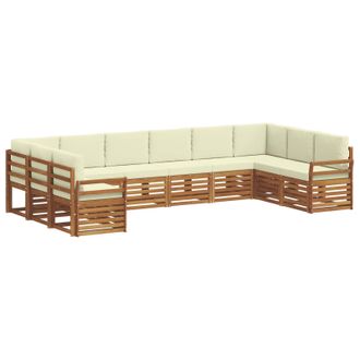 vidaXL Conjunto De Sof&aacute;s De Exterior 10 Uds. Natural Y Crema Vidaxl
