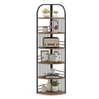 Costway Costway Scaffale Angolare Libreria Mobile Espositore Portaoggetti Organizzatore Divisorio Stoccaggio Multiuso Mensola Verticale Soggiorno Camera Da Le