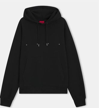 HUGO BOSS Mens Hooded Neck Drop Shoulder Sweatshirt - Black - Size: 44