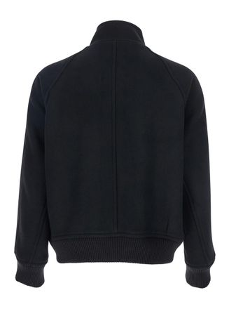 After Pray Regards Black Jacket With Front Zip Closure In Wool Blend Man
