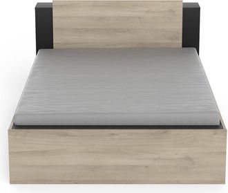 Demeyere Calicosy - Cama Matrimonio Life En Color Roble Kronberg Y Negro Mate Con Cabecero Y 2 Cajones 135/140x190/200 Cm