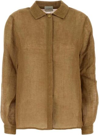 Le Kasha Sanbu Shirt - Dames - Overhemden - Bruin - S/M - Linnen - Overhemden