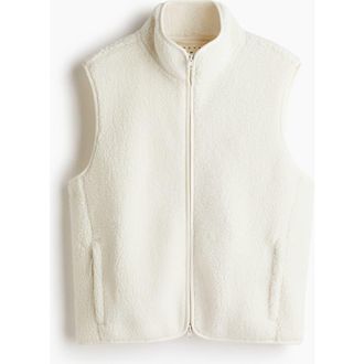 H&M Loose Fit Teddy Sports Gilet in Ivory at Nordstrom, Size Xx-Large