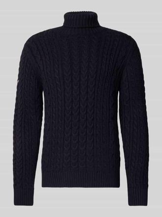 Superdry Strickpullover mit Zopfmuster Modell Jacob in Dunkelblau, Größe XXL
