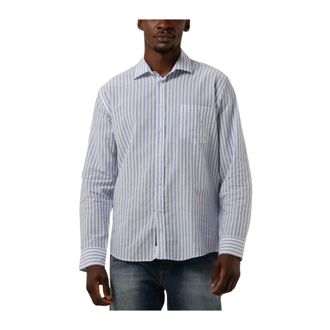 Butcher of Blue Stevie Stripe Shirt Blauw Casual - Heren - Casual Overhemden - Blauw - S - Katoen - Overhemden