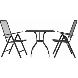 vidaXL Juego De Comedor De Jard&iacute;n 3 Pzas Malla Met&aacute;lica Gris Antracita Vidaxl