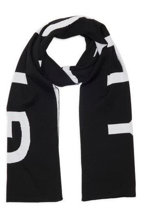 Givenchy Intarsia Logo Wool Scarf in Black White at Nordstrom Rack