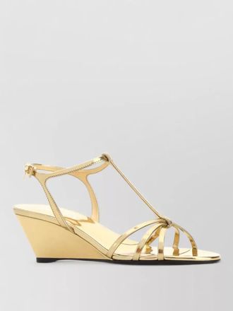 Prada leather sandals open toe wedge heel